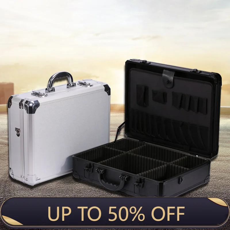 Aluminum Alloy Frame Lock Tool Case Password Handheld Strap Electrician Toolbox Organizer Car Mechanic Hardware