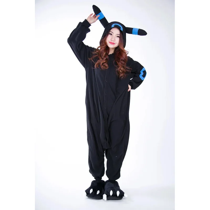 Kigurumi Cartoon Pajamas Black Umbreon Onesies Adult Pyjama Cosplay Costume Sleepwear pijama masculino