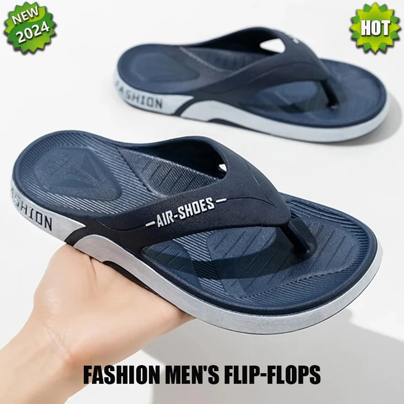 Fashion Men\'s Flip-flops Shoes Summer Outdoor Casual Beach Slippers PVC Soft-soled Non-slip Flip Fop Couple Home Bathroom sandal