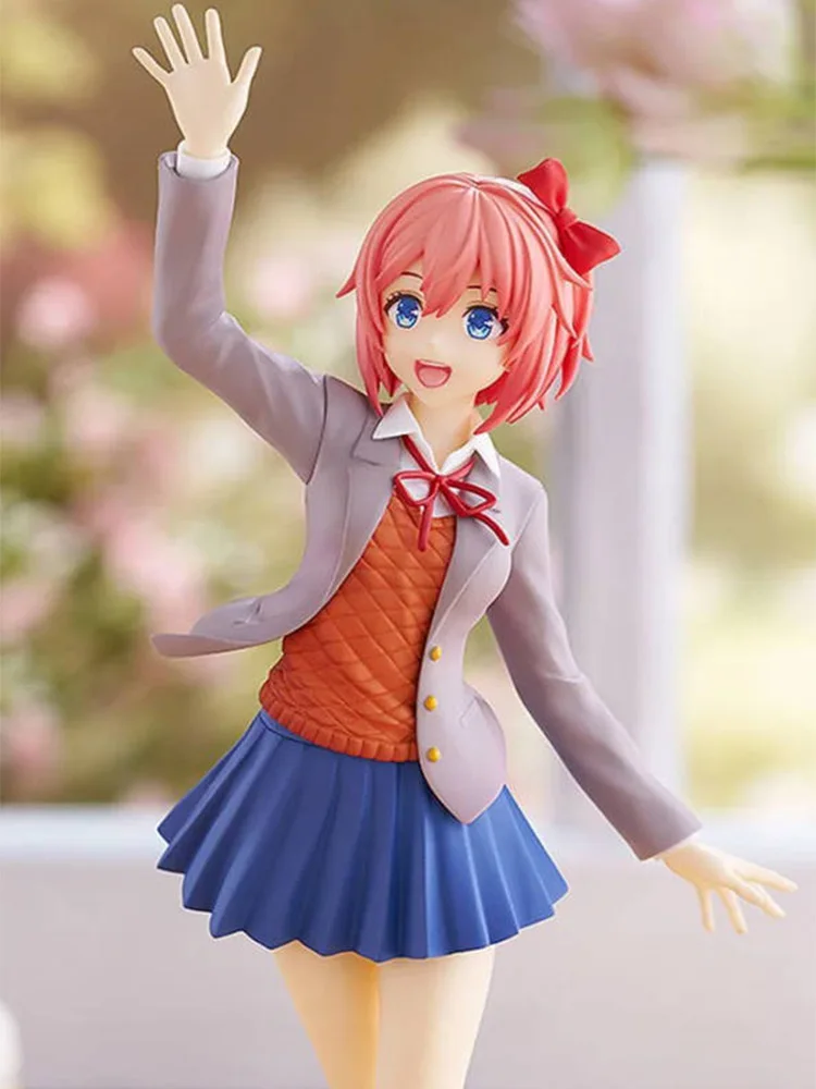

Doki Doki Literature Club! Monika Sayori Student Uniform Cute Pretty Girl Figurine Anime Toy Model