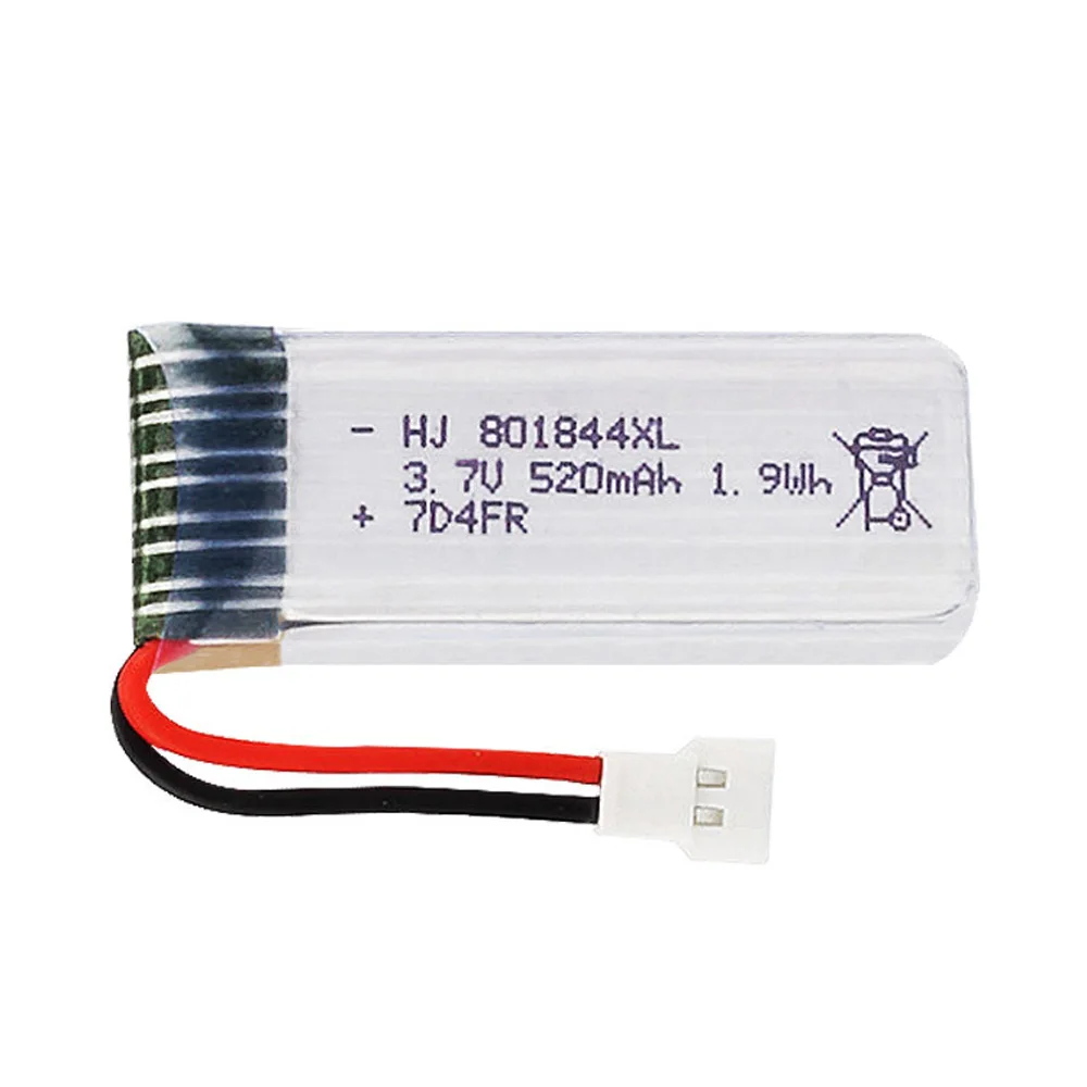 Lipo Battery for H107P RC Camera Drone Spare Parts 3.7V 520mAh XH2.54 Plug 25C 1S 801844 Lithium Battery 1S 1-10pcs