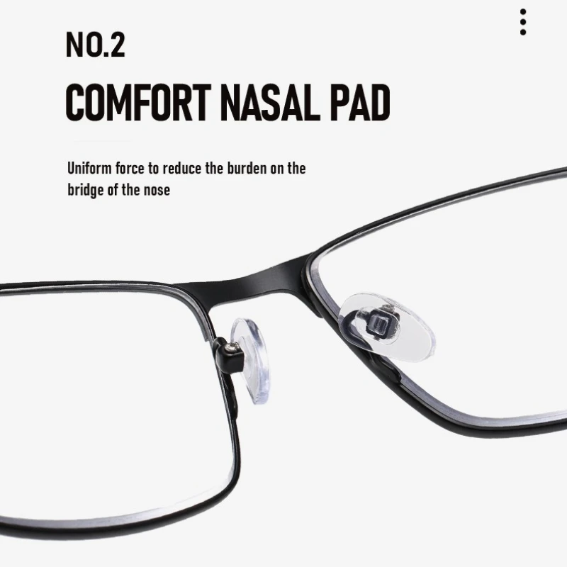 Fashion Men's Square Large Frame Eyeglasses Spring-loaded Legs Anti-Blue Light Reading Glasses for Near and Distance Use