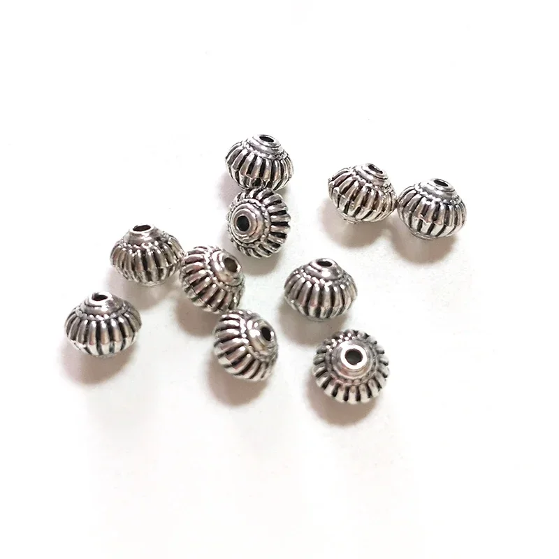 New 20pcs 6*8MM Retro Patina Plated Zinc Alloy Green Golden Round Pumpkin Beads for DIY Bracelet Jewelry Accessories