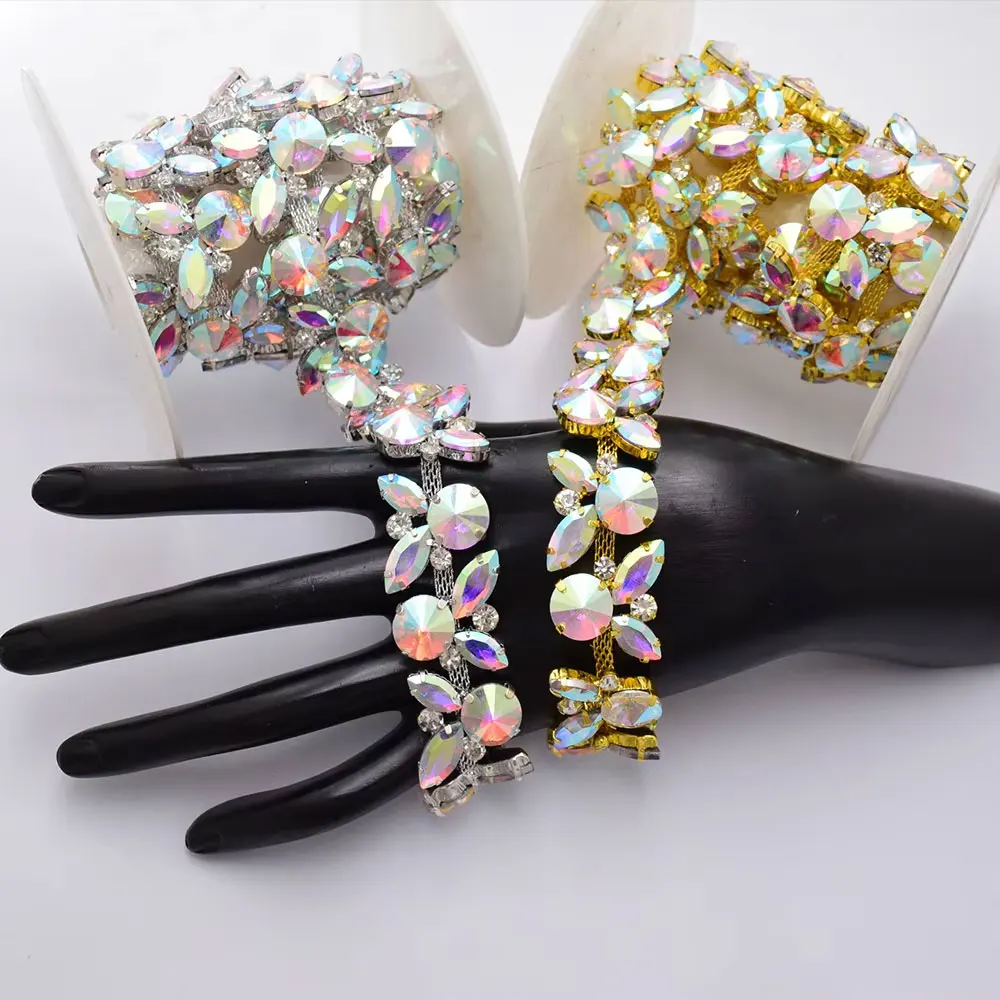 

1Yard chain wedding clothing welding claw chain crystal inlaid diamond code chain luggage clothing accessories diamond chain