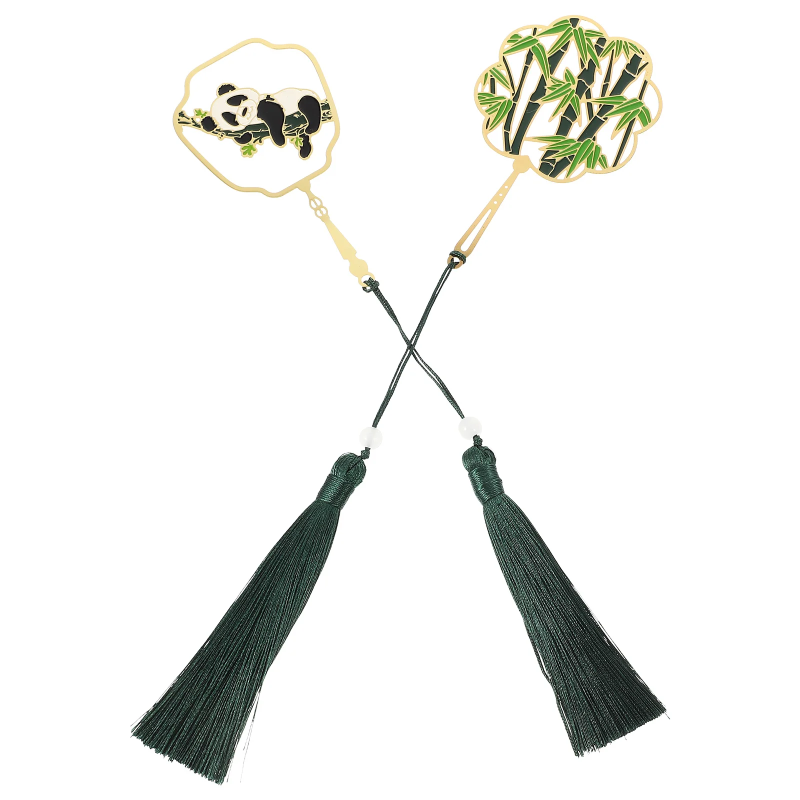 ที่คั่นหนังสือโลหะรูปแพนด้าสุดหรู 2 ชิ้น ดีไซน์เก๋ไก๋ พกพาสะดวก พร้อมพู่ห้อย เหมาะสำหรับฤดูกาลรับปริญญาและคนรักหนังสือ