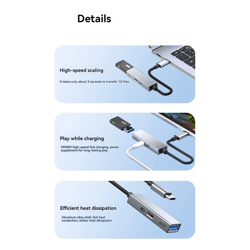~【On Sale】USB 3.2 Type-C HUB 5Gbps 60W PD Charging OTG Adapter High-Speed USB To Type-C Converter A