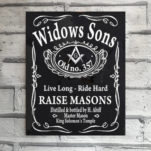 

Masonic Mason Widows Sons Tin Sign Metal Poster Decor Wall Sign Decor Home Office Bar Pub Store Garage Coffee Shop Hotel