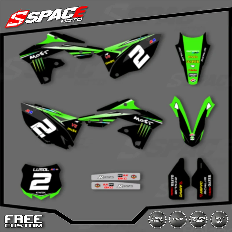 

SPACE Motorcycle Graphics Decals Stickers for KAWASAKI 2013 2014 2015 2016 KX250F Decals Stickers Kits 006