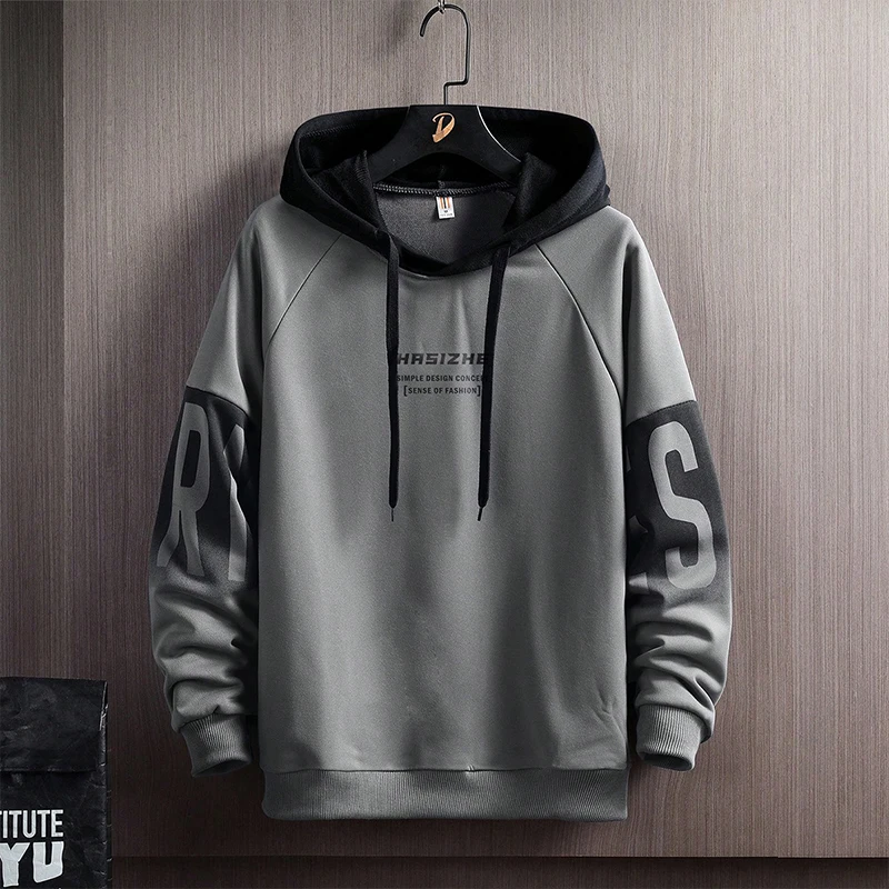 Men\'s Fall/Winter New Casual And Versatile Contrast Monogram Print Long Sleeve Hooded Sweatshirt