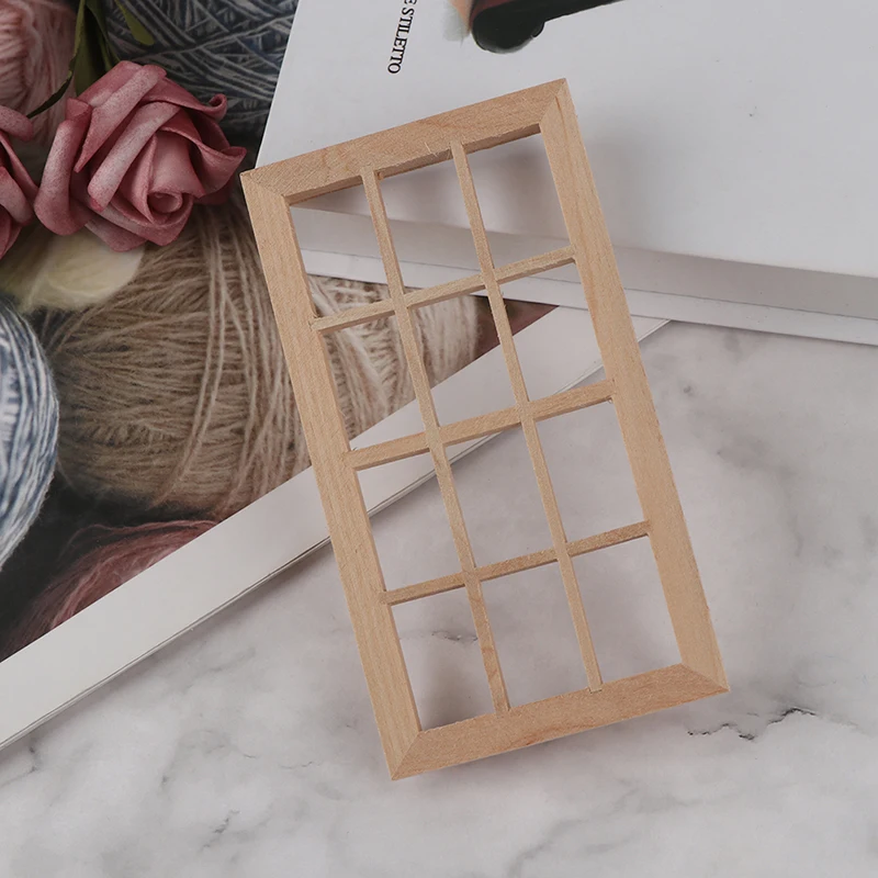 1:12 Dollhouse Miniature Wooden 12-pane Window Frame Model Furniture Accessories For Doll House Decor Toys