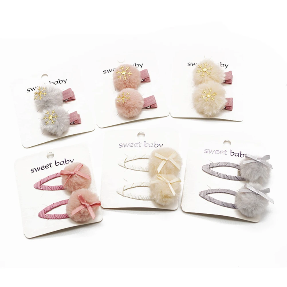 

6 Pair Girls Hair Accessories Kids Clips Pins Barrettes Pink Bowknot for Hairball