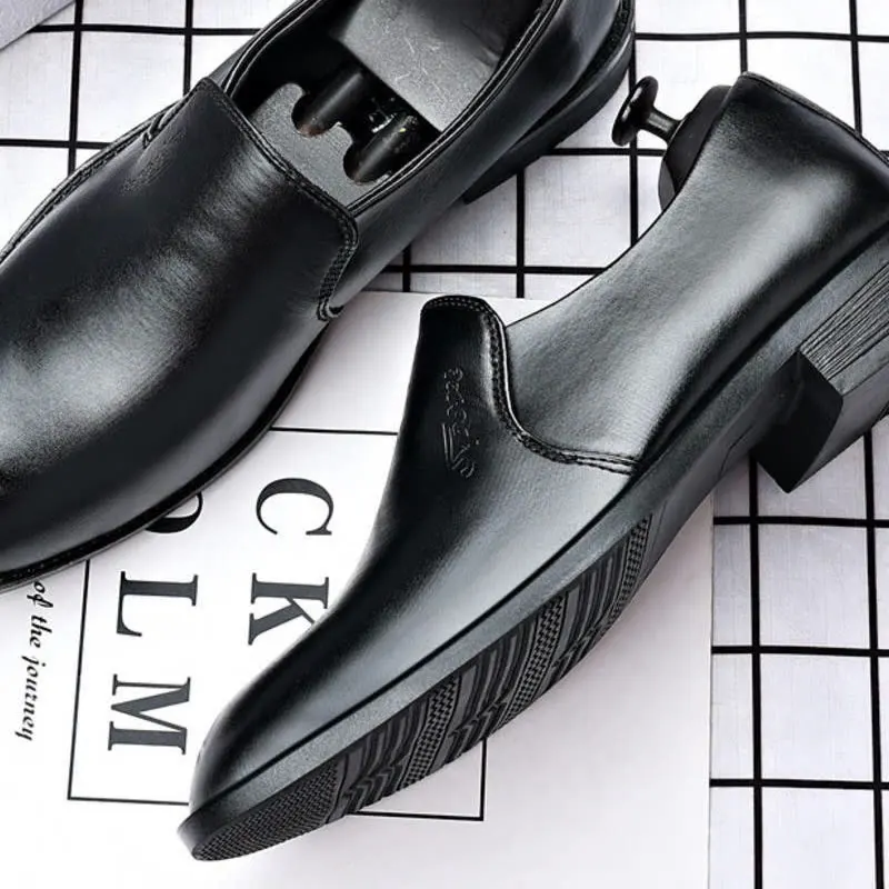 Mens Leather Dress Shoes Gentleman Formal Men Shoe Luxury Brand Casual Loafers Men\'s Social Autumn Wedding Elevator Shoes