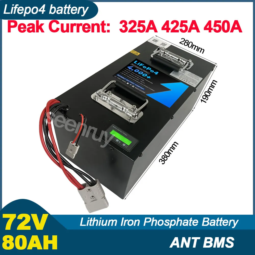 

72V 80Ah Lifepo4 With Charger 120A 170A 220A Lithium Phosphate Battery Perfect For Dirt E-bike Motorcycle Tricycle Scooter