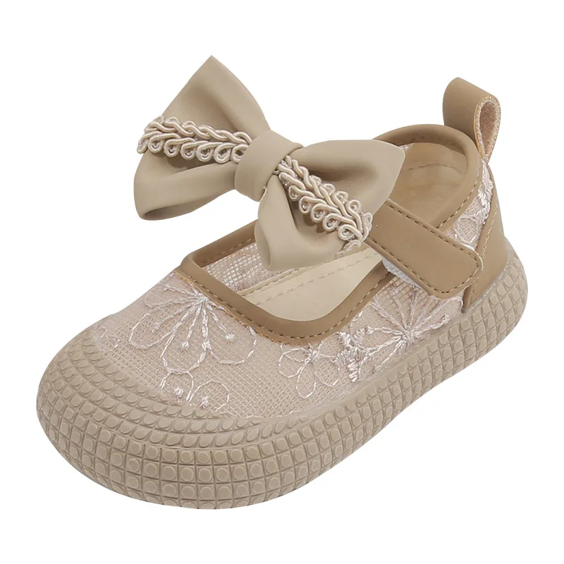 

2024 Toddler Girls Spring Casual Shoes Fashion Mesh Flowers Sneakers With Cute Butterfly-knot Moccasins Kids Soft Tennis Shoes