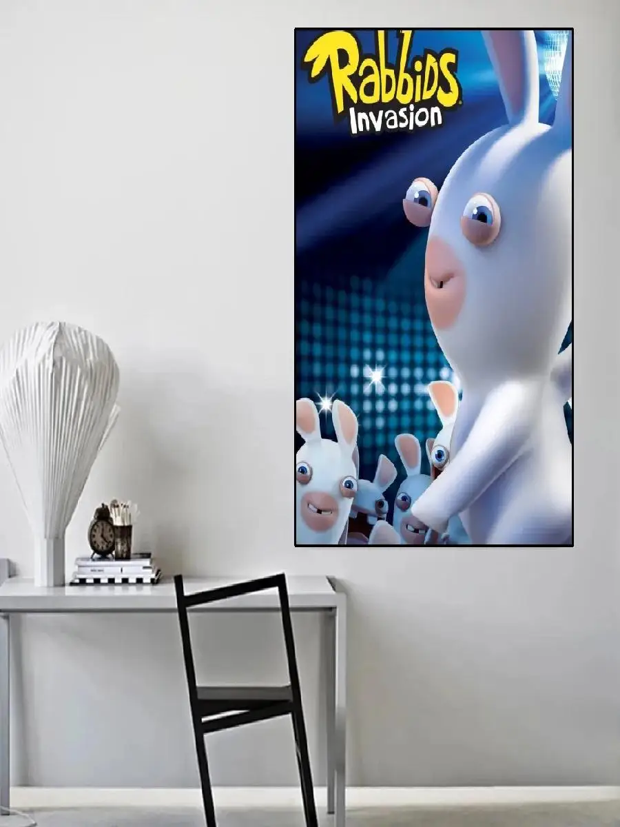 Rabbids Invasion HD Canvas Print - Personalized Cartoon Raving Rabbids Wall Art Poster for Room Decor
