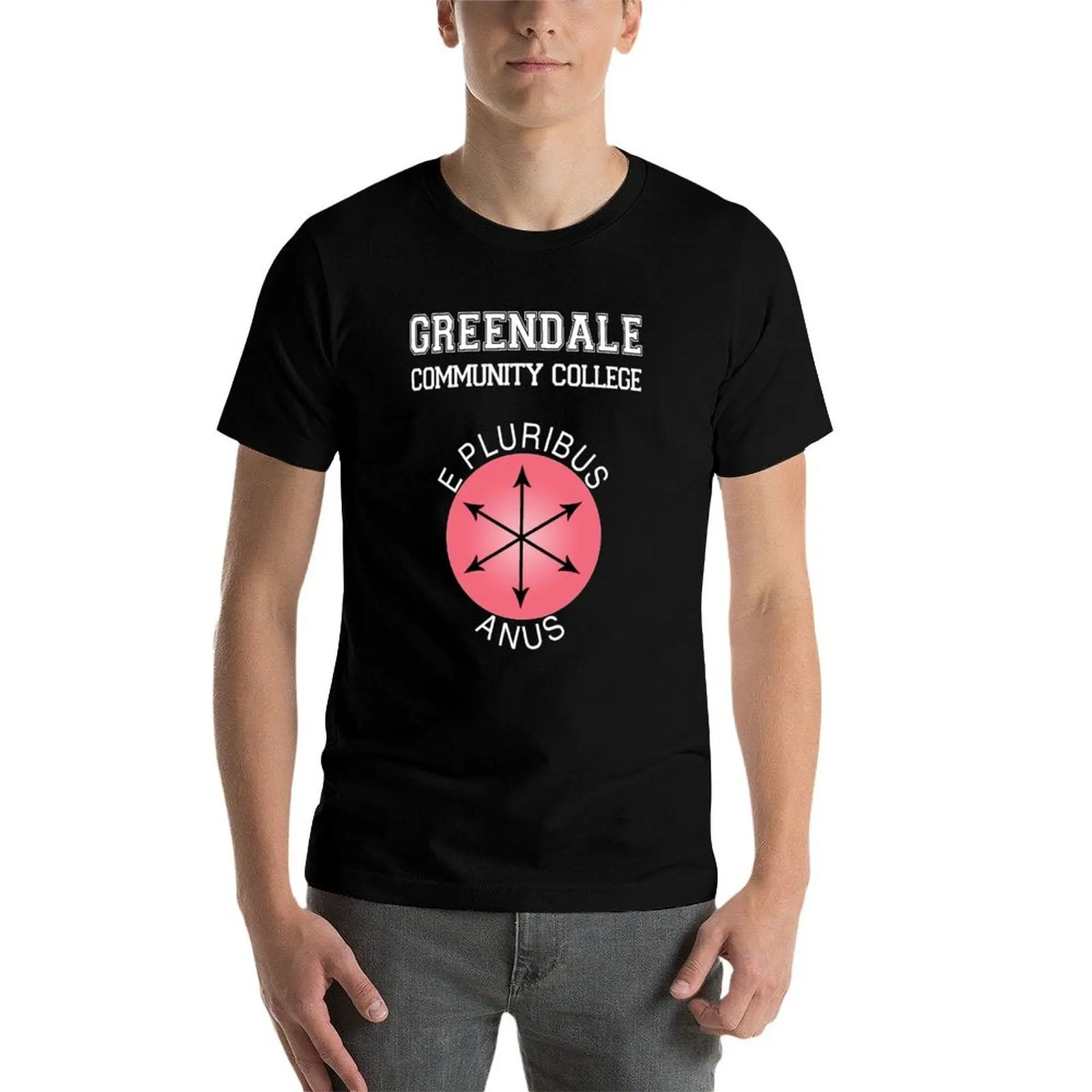 Greendale-E Pluribus الشرج تي شيرت أساسي تي شيرت تي شيرت شخصية رجل تي شيرت القطن عالية الجودة تي شيرت