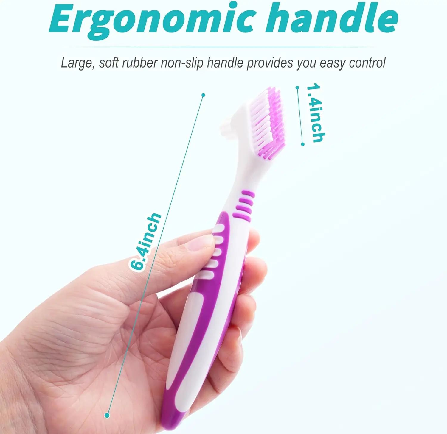 مجموعة فرش أسنان مكونة من 24 قطعة للأسنان الصناعية، فرشاة أسنان لتنظيف أسنان مزدوجة الجوانب بشعيرات ناعمة ومريحة مضادة للانزلاق