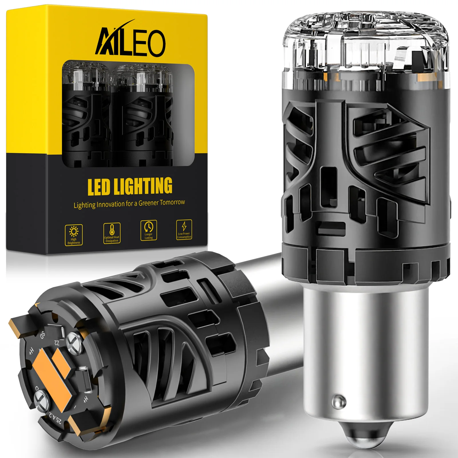 

AILEO 2 шт. светодиодные лампы с вентилятором 11SMD желтый 1156 T20 7443 BA15S BAU15S Canbus светодиодные лампы для указателя поворота автомобиля парковочные задние фонари 12 В