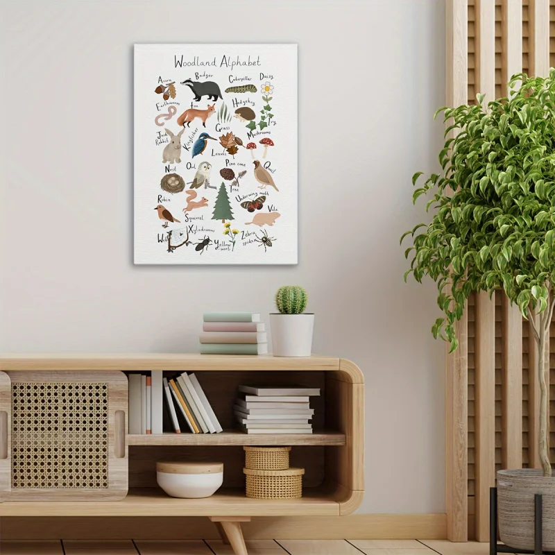 Wooden Framed Forest Nursery Woodland Alphabet Canvas Prints