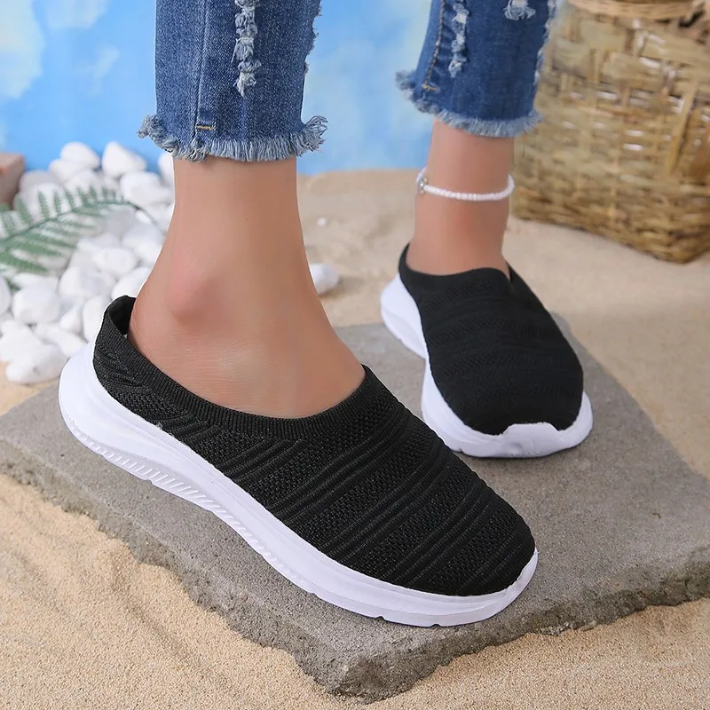 

Slippers Women Fashion Breathable Mesh Comfortable Slippers Lightweight Non-slip Flat Casual Sneakers High Quality Ladies Shoes