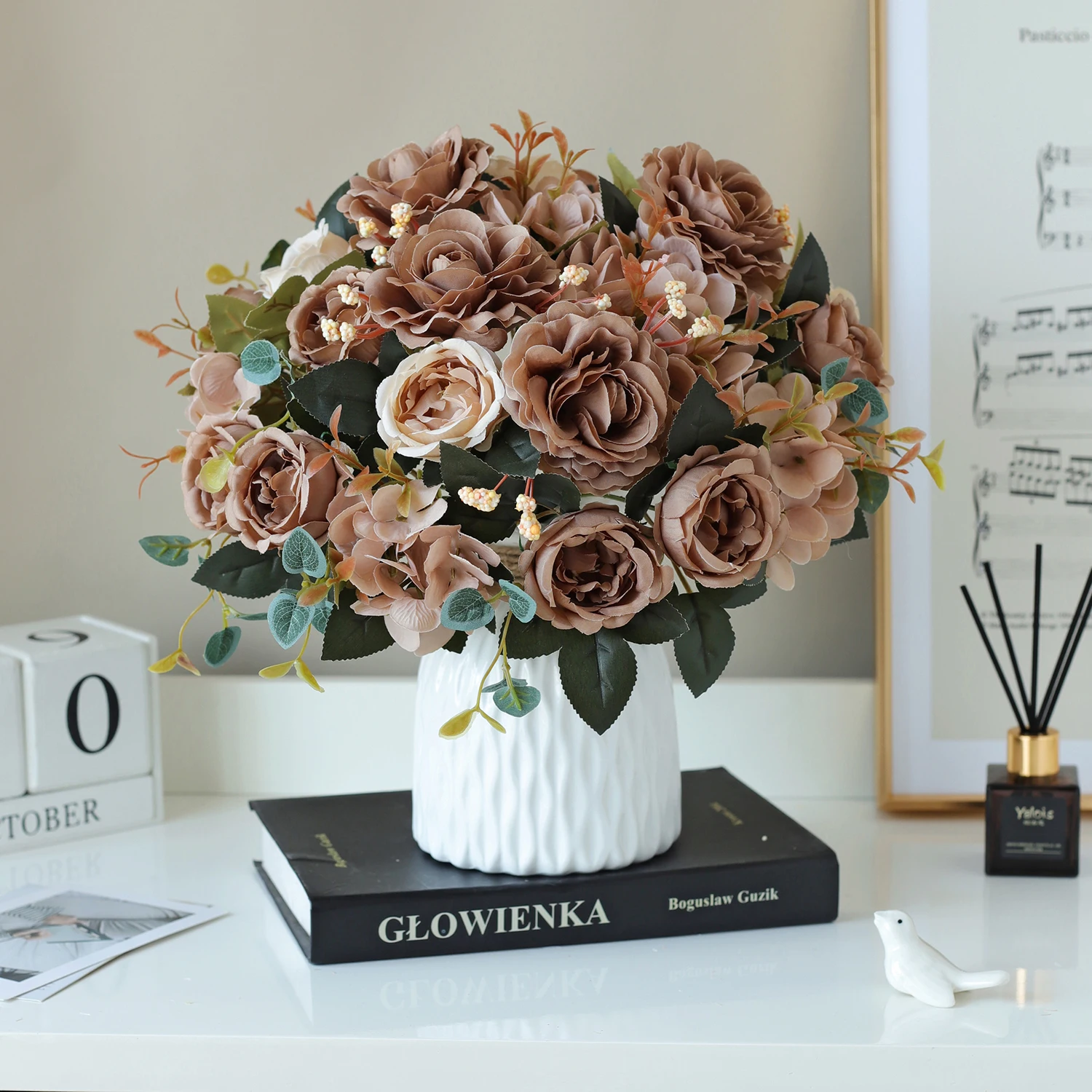 1PC Fall Artificial Peony Flowers Silk Hydrangea Rose Living Room Home Vase Garden Wedding Bridal Bouquet Diy Party Decoration - Image 4