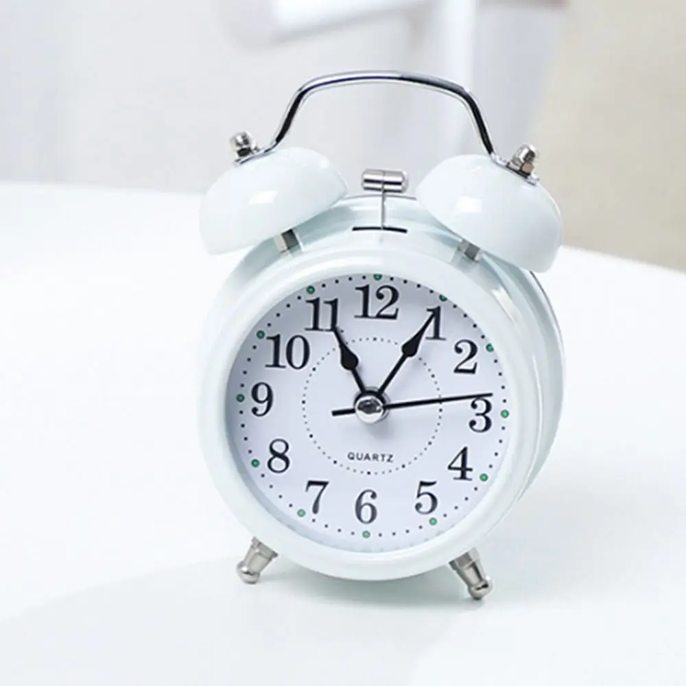 Creative Classical Alarm Clock 3in Mute Type Retro Alarm Clock with Night Light Metal Frame Silent Table Clock Students Learning