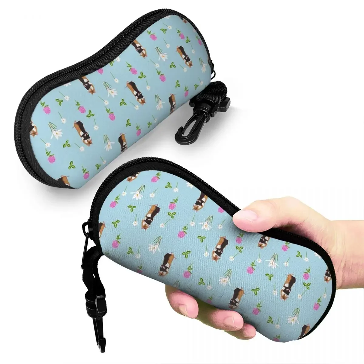 European Hamster In A Flower Filled Meadow Shell Glasses Case Portable Sunglasses Box Women Men Soft Eyeglass Bag Pouch