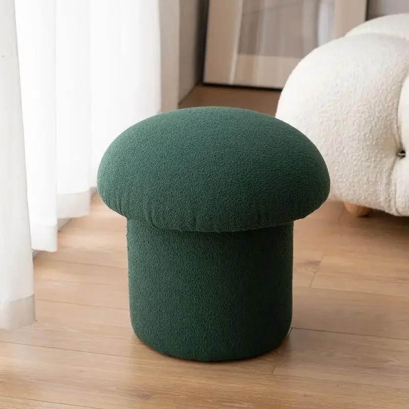 

Cloth Household Shoes Stool Mushroom Shape Round Small Rounds Shoes Stool Dressing Stool Bedroom Ottomans Living Room Furniture