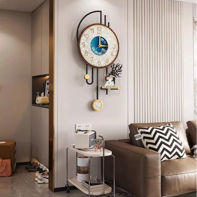 High-end Living Room Sway Wall Clocks Modern Art Restaurant Metal Mute Digital Clock Kitchen Aisle Wall Clocks Watch Room Decor