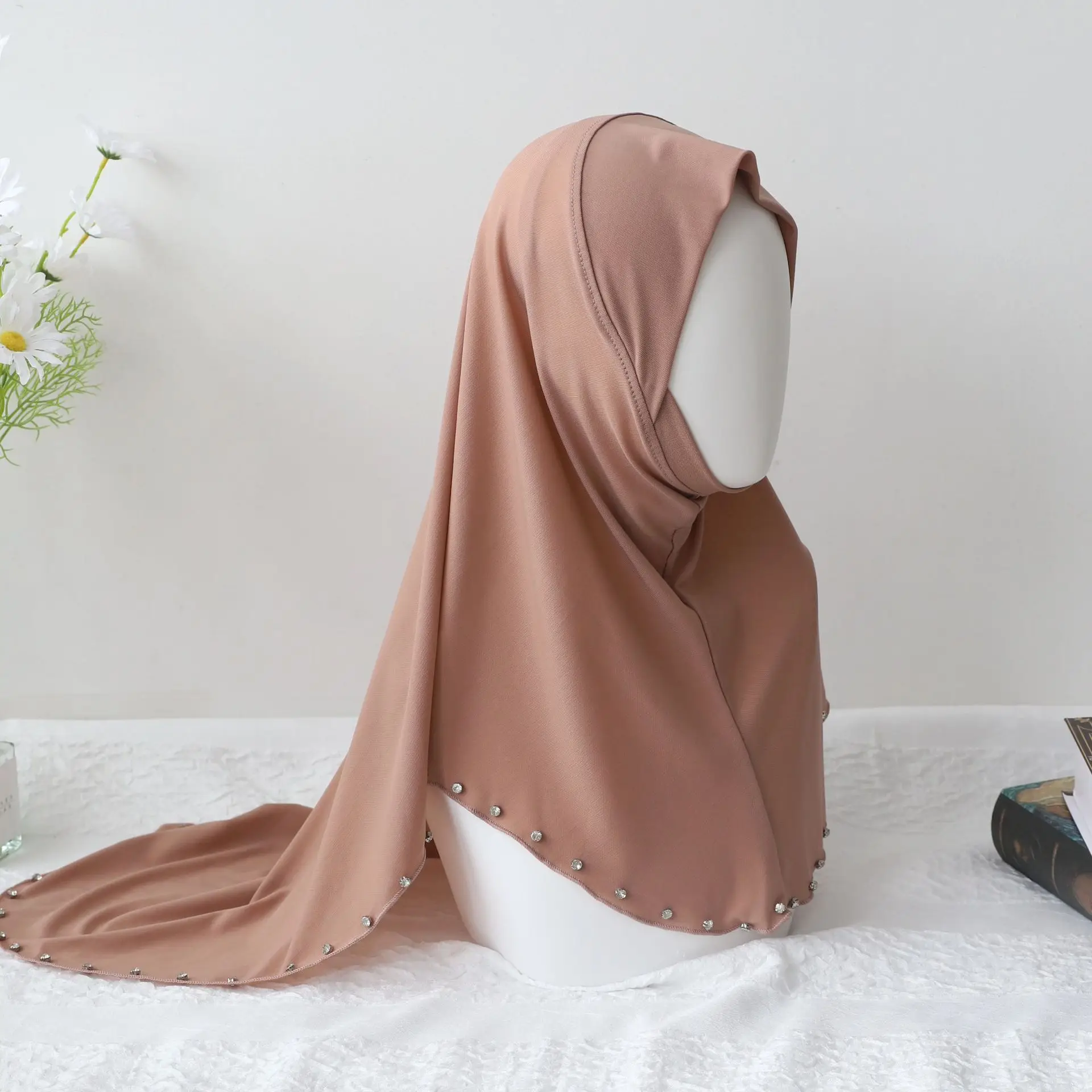 Stretch Instant Schal Daimonds Hijab muslimischen Frauen Kopftuch ziehen auf Kopf wickeln islamische Mode Amira Turban Jersey Schals Hijabs