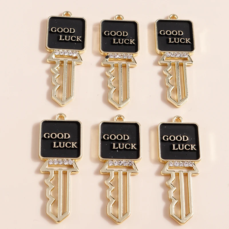 Leslie 4 stücke Marke Design Gold Farbe Glück Schlüssel Charms Anhänger für Frauen Halskette Ohrringe DIY Handgemachten Schmuck Machen – Detail 2