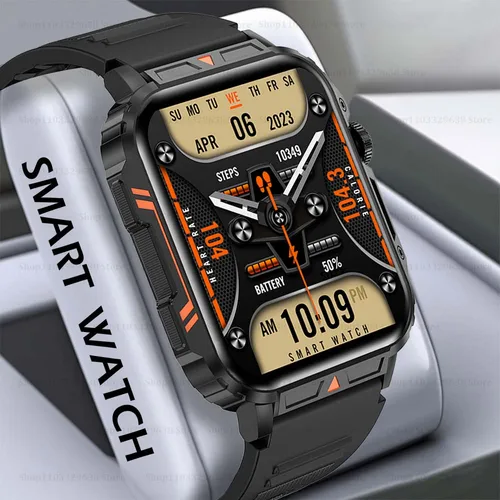 Reloj inteligente militar para hombre, trayectoria de movimiento HD 1,95 llamadas inalámbricas, rastreador de salud, foto personalizada, regalo sorpresa, relojes para ejercicio