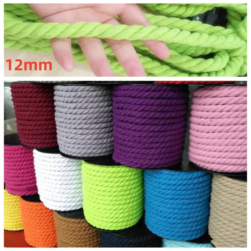 Thick Cotton Rope Macrame Cord String Thread, Creative Hand-Made, DIY Accessories, Decoration Design, Kindergarten, 12mm