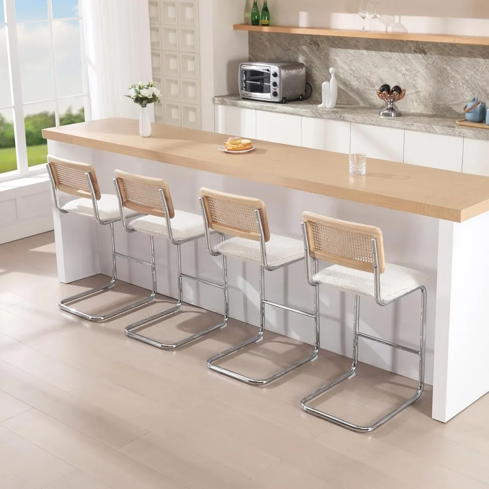 Barhocker 4er-Set, 26 ''Rattan Barhocker, freitragende Theken hocker, Bar stühle