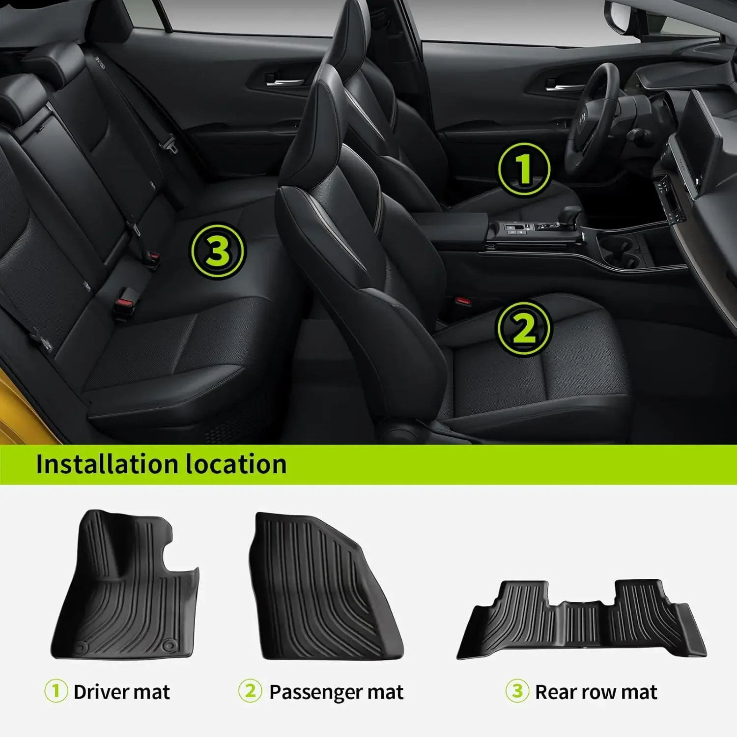 لتويوتا بريوس 2025 2024 2023 الحصير جميع الأحوال الجوية بطانات الأرضية لملحقات بريوس برايم PHEV 2025 جميع المواسم TPE #3