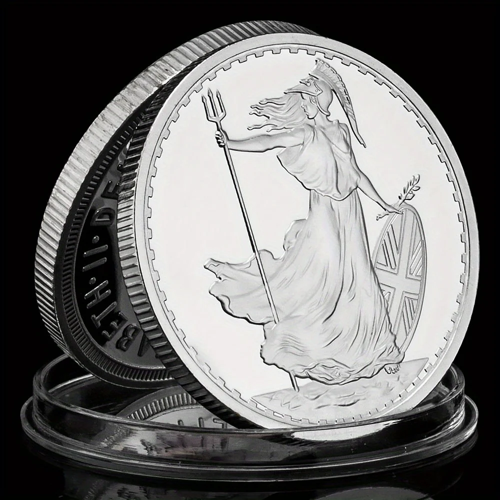 Goddess of War Athena Britannia Collectible Silvery Plated Souvenir Coin Creative Gift Collection Commemorative Coin