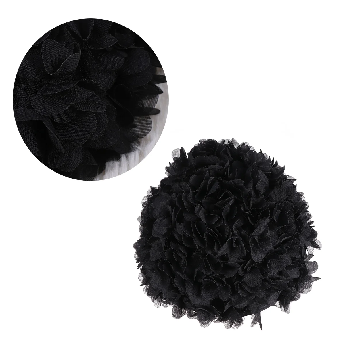 3 D Swim Hat Hair Kids Shower Cap Womens Flower Three-dimensional Black Bathing