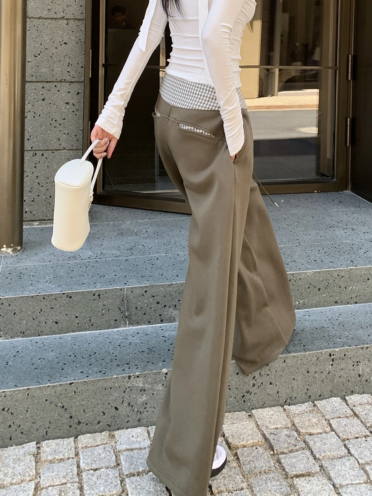 

ZHISILAO повседневные широкие прямые брюки женские свободные лоскутные брюки-карго Y2K осень 2025 уличная одежда