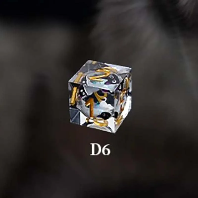 

1-7Pcs DND Quick Sand Resin Clear Dice Black Cat Gold Word Dice Set Multi-sided Polyhedral Dice for D&D COC Role RPG Table Game