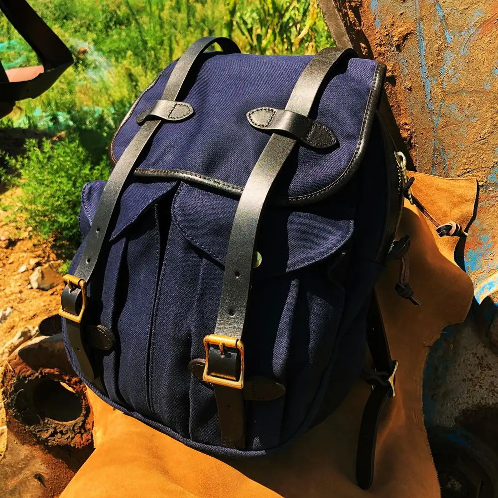 Tailor Brando Imitation American Retro 70262 Backpack 34*39*11cm Canvas & Cowhide Shoulder Strap YKK Pure Copper Zipper