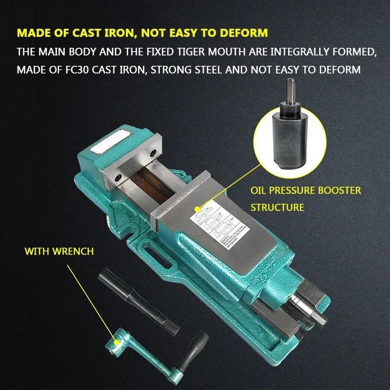 

5 inch vise CNC flat pliers milling machine powerful hydraulic fixture precision clamping range 0-220MM