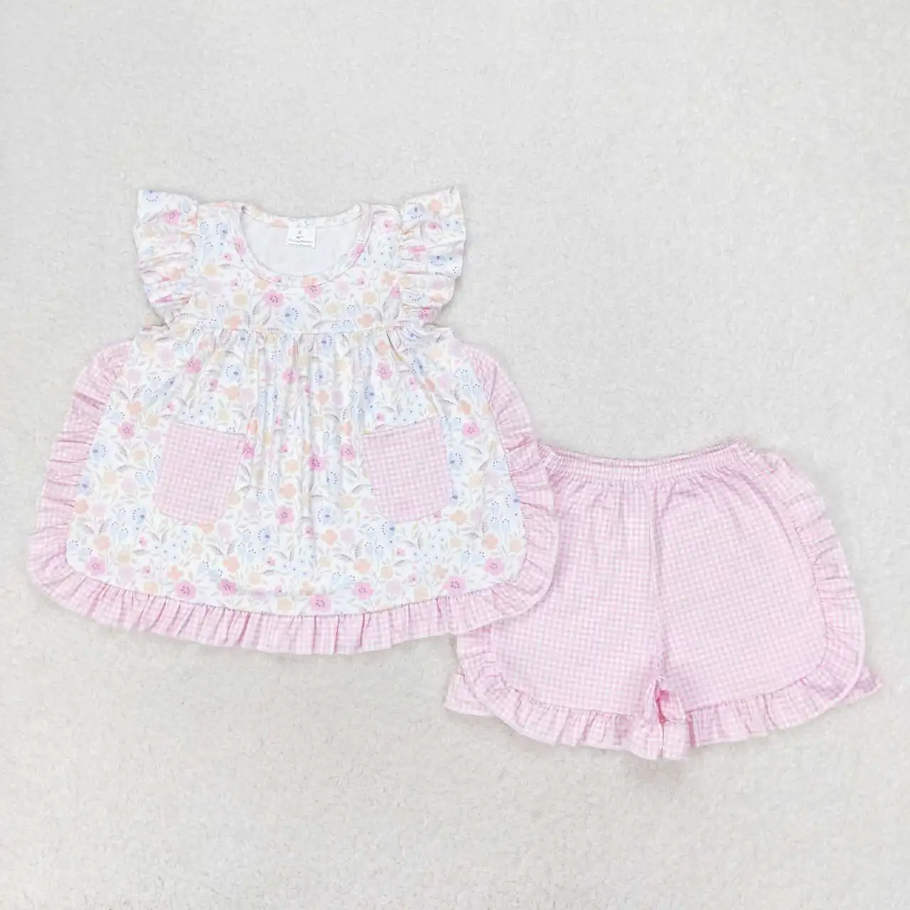 Baby Girls Floral outfits summer clothing Toddlers wholesale boutique Baby Short Sleeves Top pink Shorts Kids new arrival sets