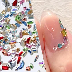 200/100pcs Crystal Nail Rhinestone AB Charms Luxury Nail Art Flatback Gems for 3D Nail Decoration Glitter Stone Manicure Decor