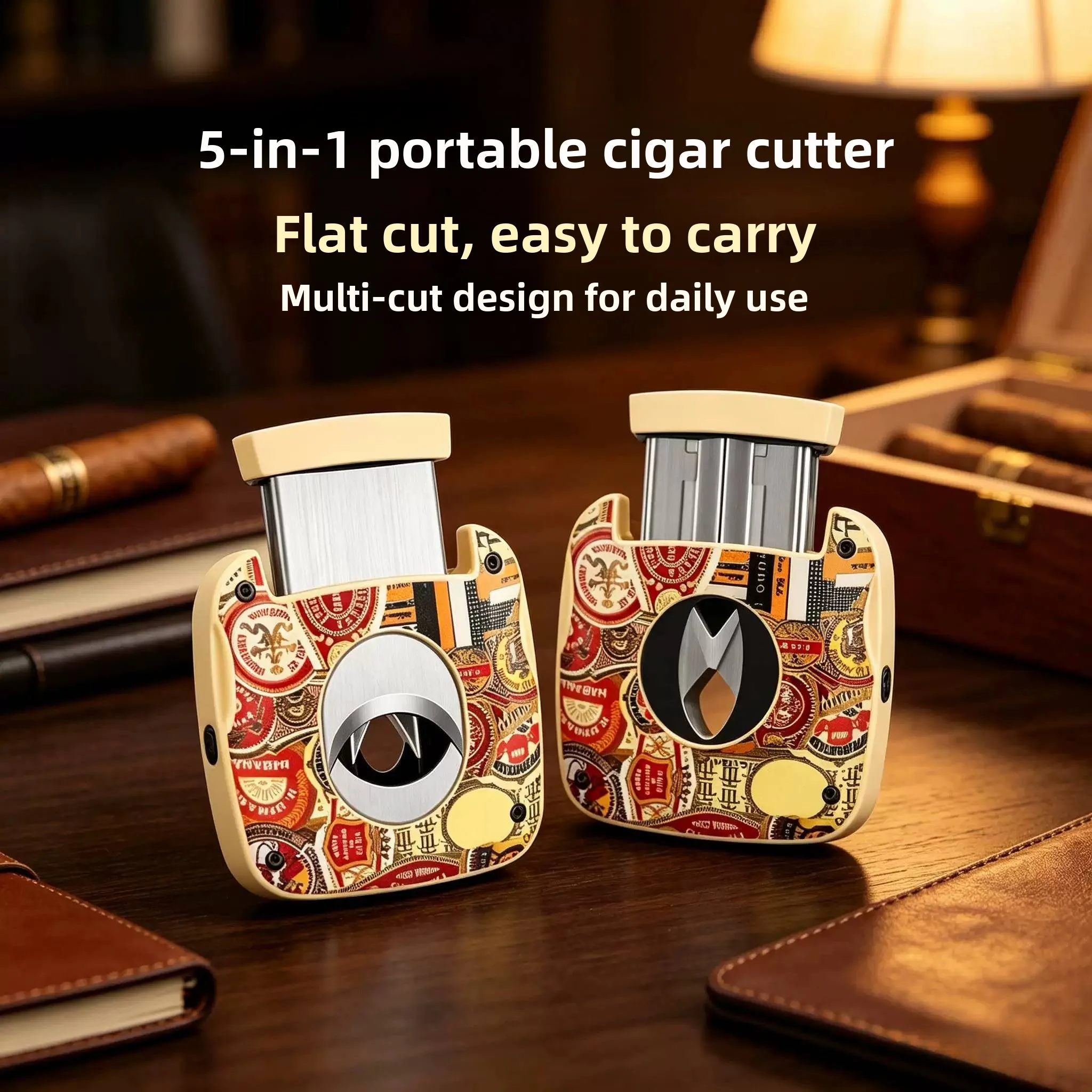 Cigar Scissors V-port Stainless Steel Sharp Smooth Flat