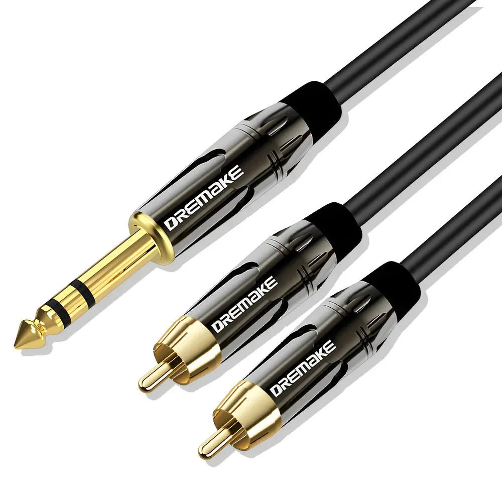 6.35mm To 2 RCA Audio Cable 6.5mm TRS To Dual RCA Cables for Amplifier Mixer Connect Electric Guitar Drum Audio Extension Cord