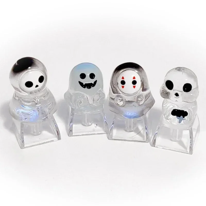 Transparent Resin Keycap DIY Cute Custom Keycaps for Mechanical Keyboard Caps Halloween Faceless Monster Ghost Pumpkin Key Caps
