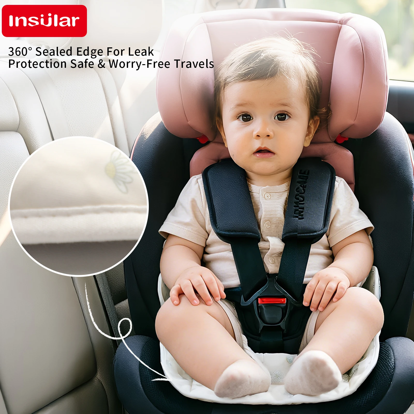 New Mini Baby Cool-Touch Silk Children's Car Seat Urine-Proof Protective Pad Waterproof Baby Stroller Seat Urine-Proof Pad