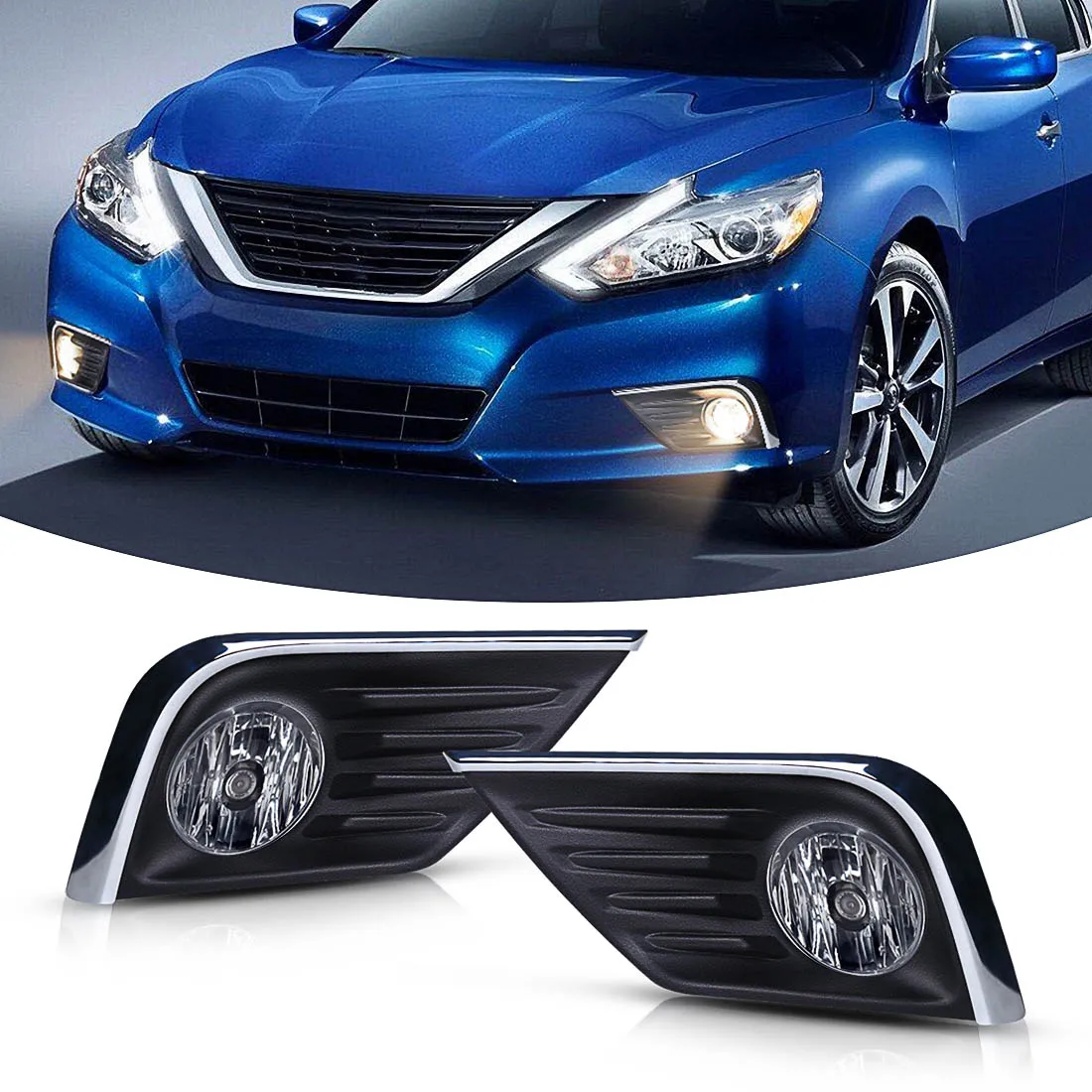 Fog Lamp For Nissan Altima 2016 2017 2018 Halogen LED Waterproof Headlight Covers Bezel Grilles Wires Switch Car Accessories 12V