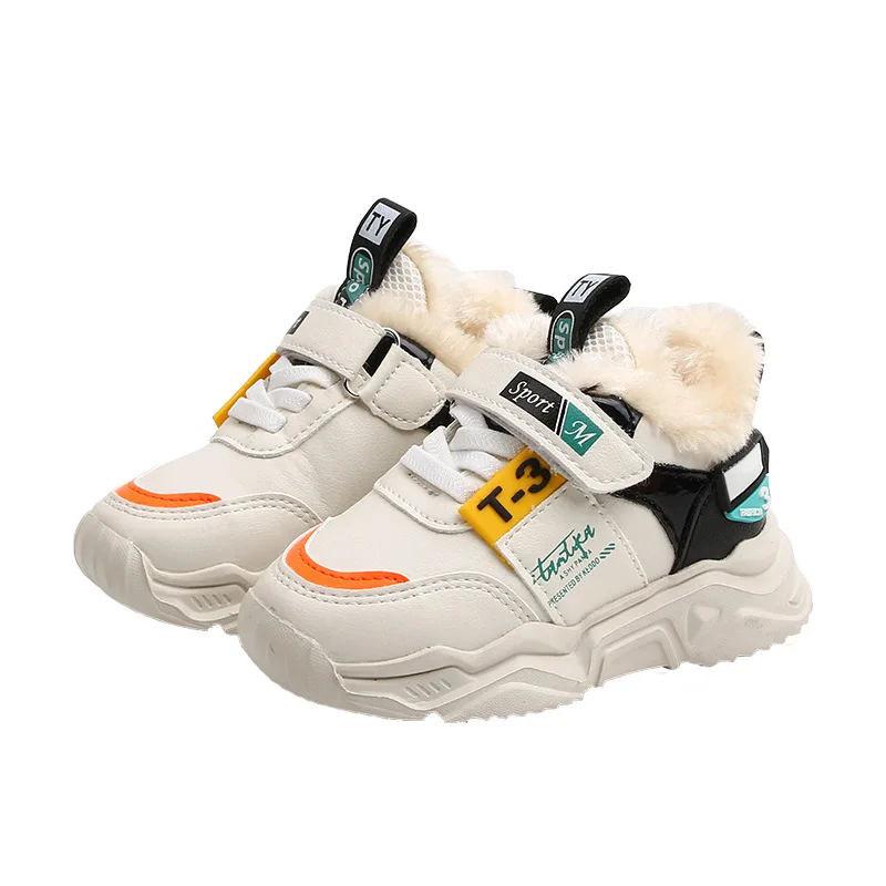 Winter Girl Children Sport Shoes Breathable Plush Warm Boys Sneakers Boots Soft Light WIth Fur Outdoor Kids Running Shoes boots