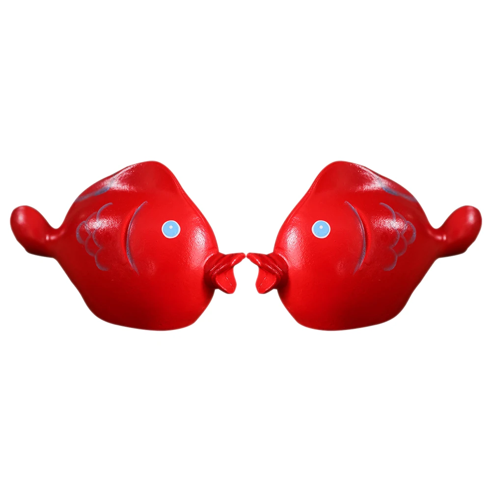 

2 Pcs Fish Ornaments Desktop Model Home Decor Household Craft Wooden Artificial Travel